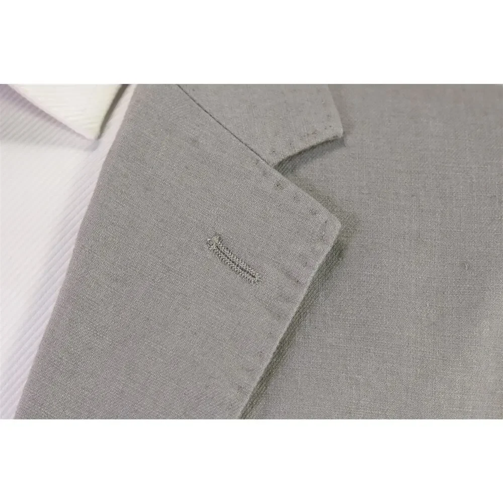J Crew Mens Slate Gray Classic Fit Hemp Cotton Patch Pocket 2-Btn Suit Large 42R